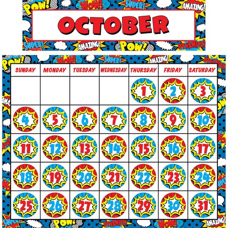 Teacher Created Resources Superhero Calendar Set 9540